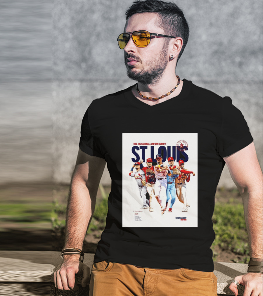 Take The Cardinals Uniform Survey St Louis Historic Baseball Players T-Shirt