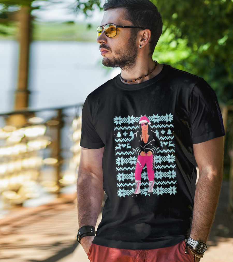 Bret Hart Ugly Christmas Jumper Retro Festive Pink Santa Outfit T-Shirt