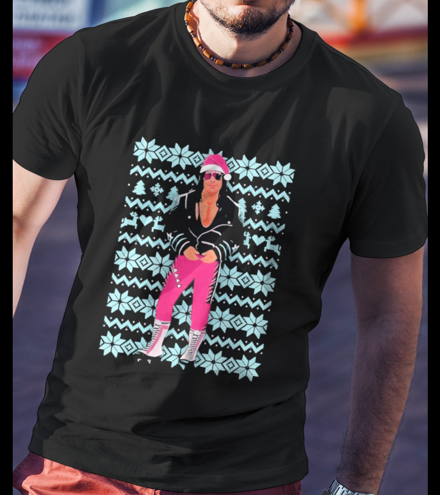Bret Hart Ugly Christmas Jumper Retro Festive Pink Santa Outfit T-Shirt
