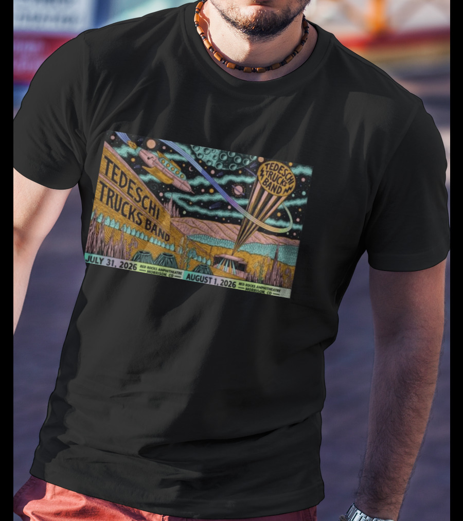 Tedeschi Trucks Band Concert July 31 August 1 2026 Red Rocks Amphitheatre Morrison CO Retro Sci Fi Space T-Shirt