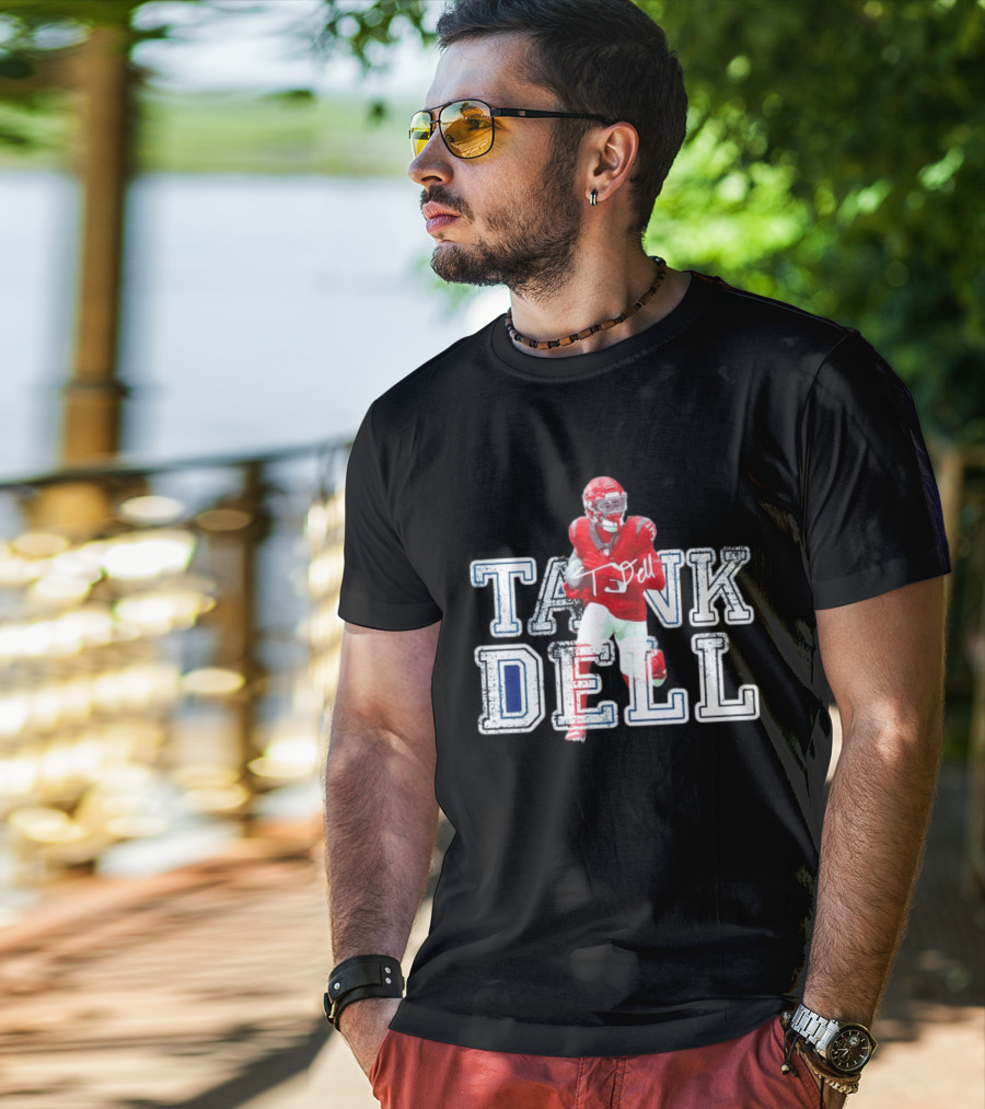 Houston Texans Tank Dell Football Player Run Action T-Shirt
