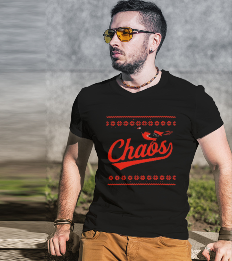 Chaos In Baltimore Orioles Ugly Christmas Sweater T-Shirt