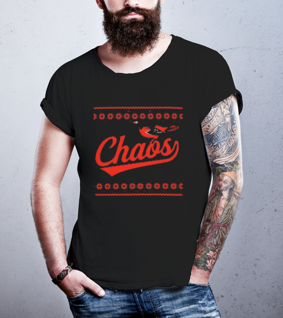 Chaos In Baltimore Orioles Ugly Christmas Sweater T-Shirt