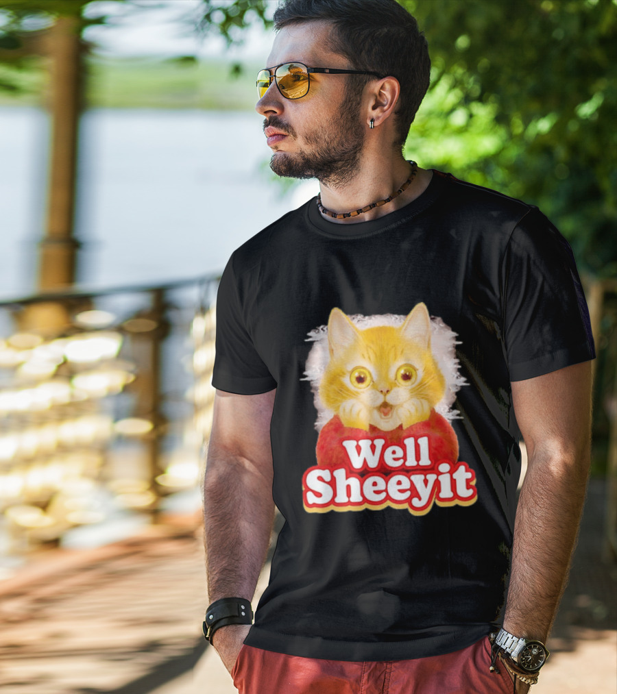Well Sheeyit Surprised Orange Cat Humor T-Shirt