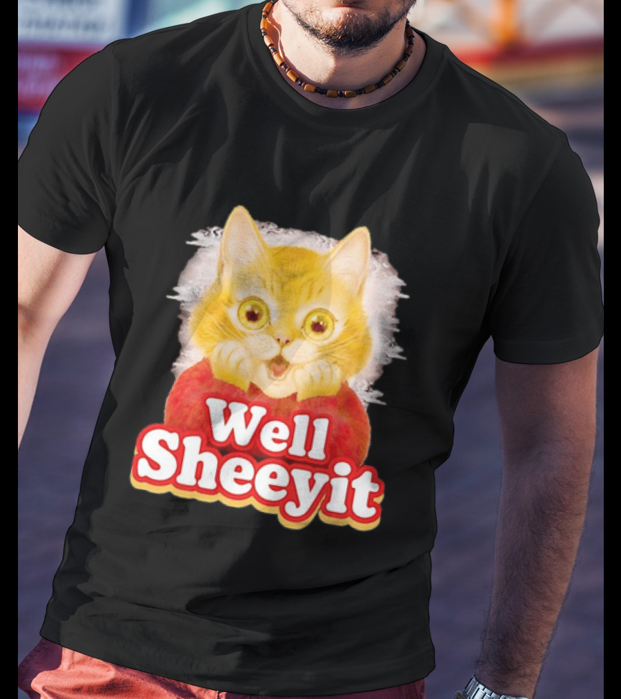 Well Sheeyit Surprised Orange Cat Humor T-Shirt