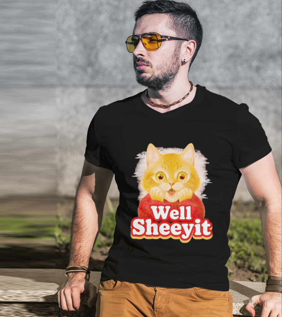 Well Sheeyit Surprised Orange Cat Humor T-Shirt