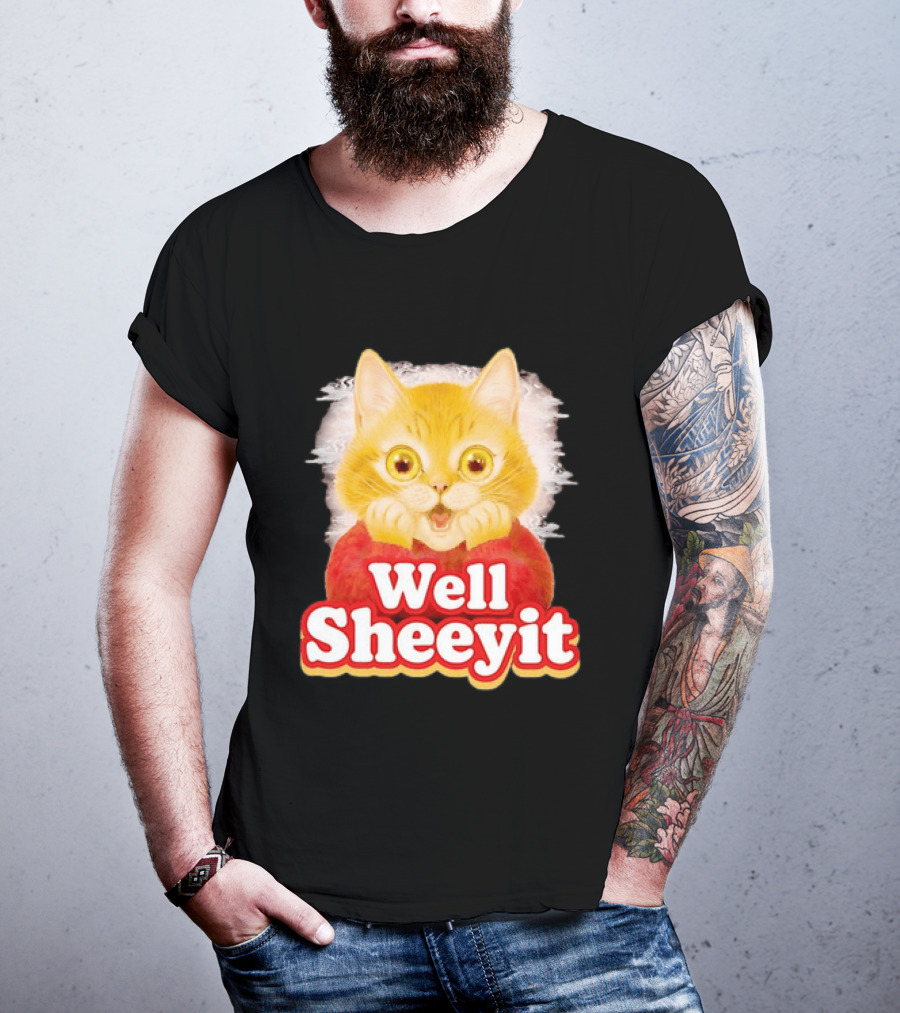 Well Sheeyit Surprised Orange Cat Humor T-Shirt
