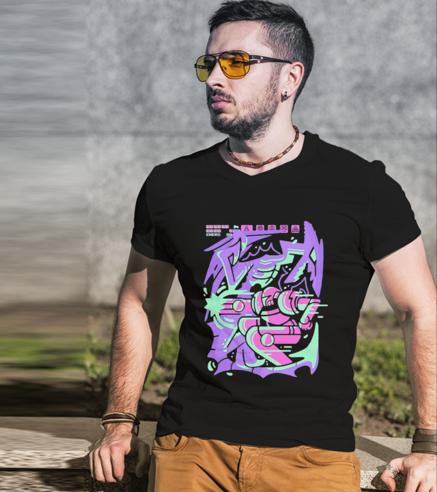 Metroid Space Pirate Skirmish Neon Glitch T-Shirt