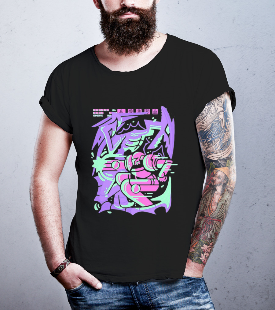 Metroid Space Pirate Skirmish Neon Glitch T-Shirt
