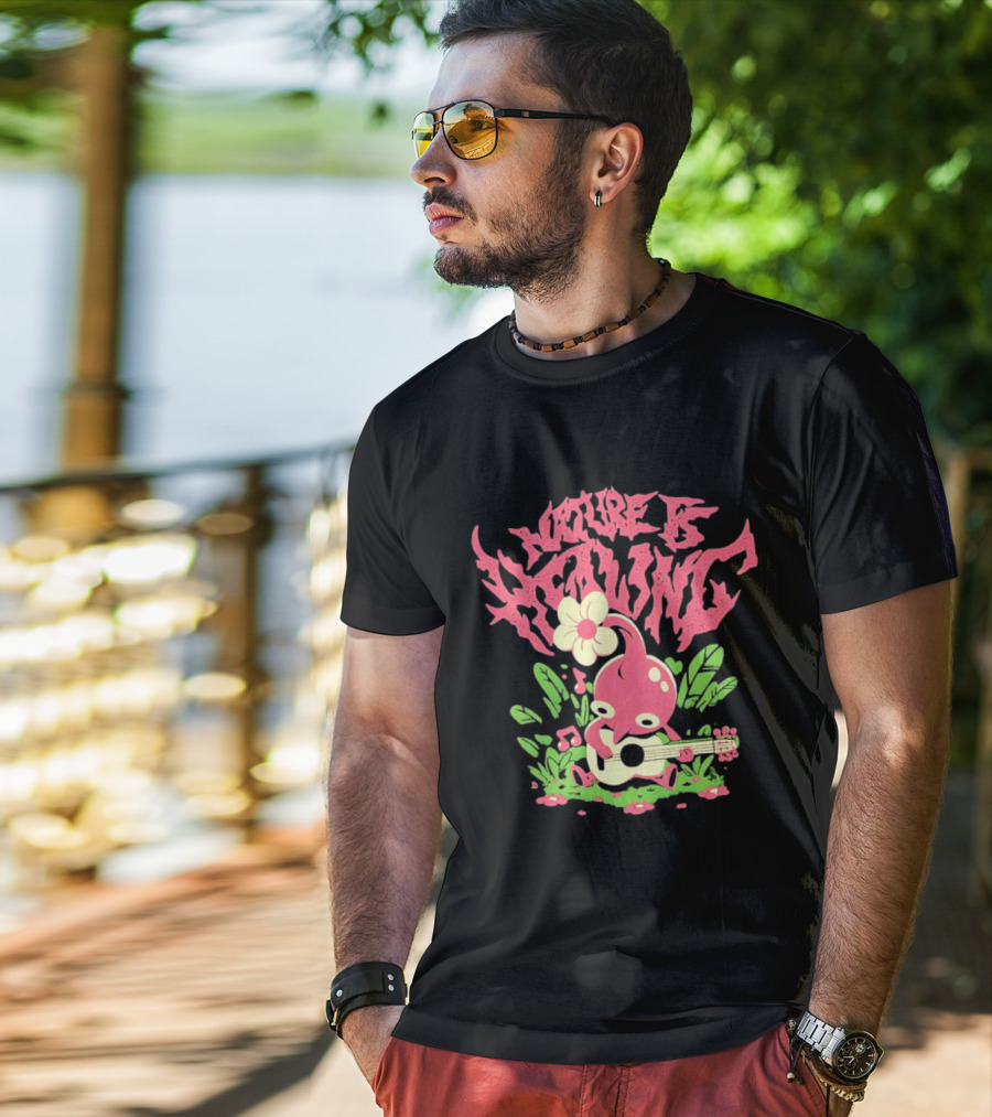 Nature Is Healing Pikmin Playing Guitar T-Shirt