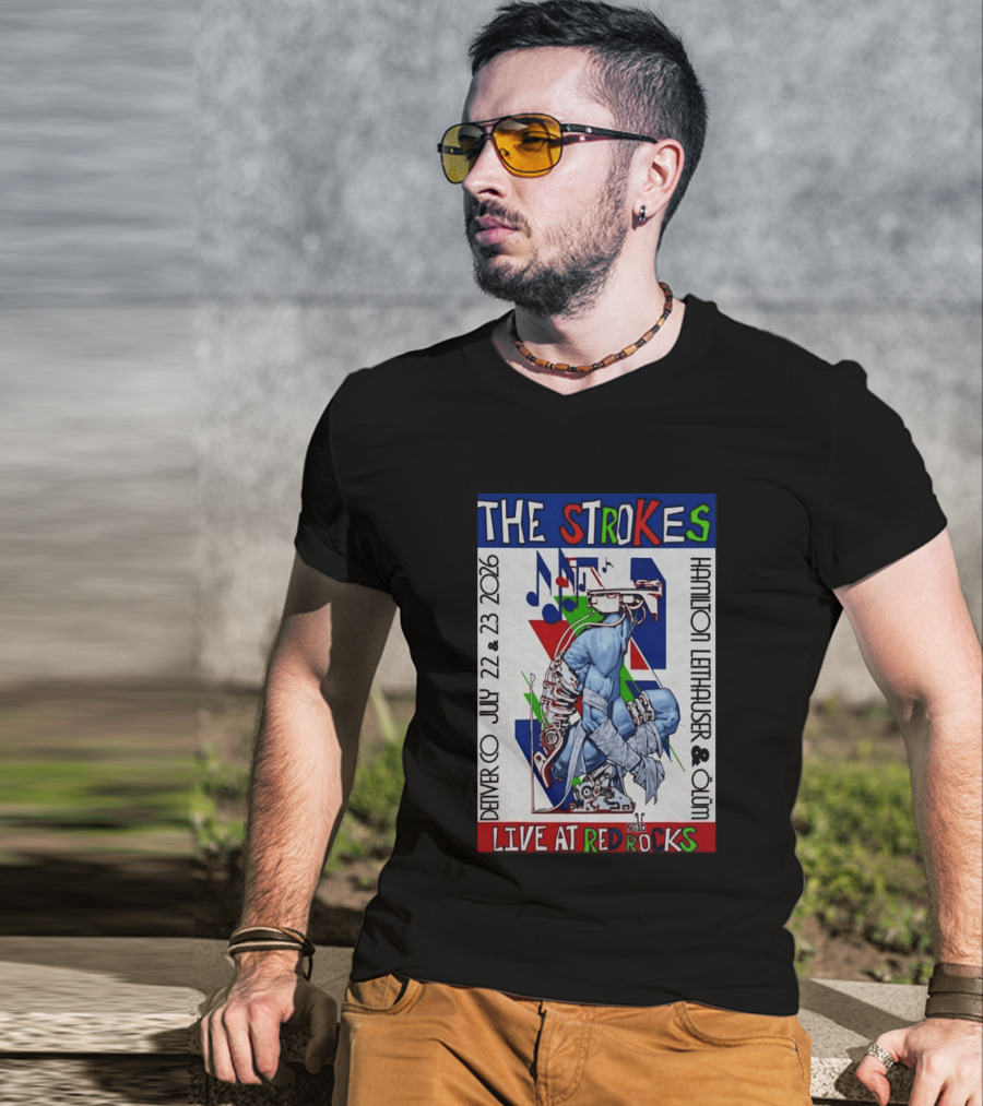 Live At Red Rocks The Strokes July 22 23 2026 Denver Hamilton Leithauser Qum T-Shirt