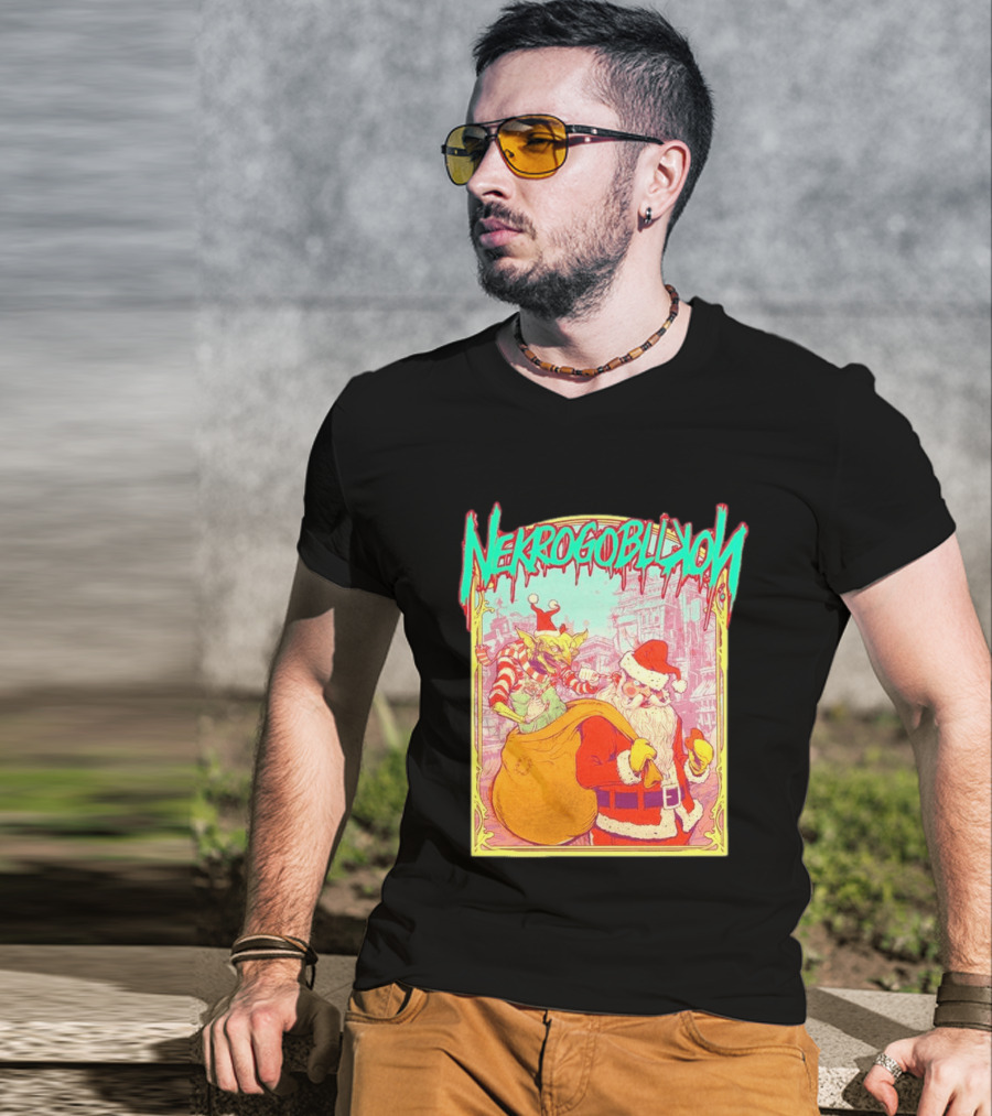 Santa Claus Nekrogoblikon Christmas Goblin Scene T-Shirt