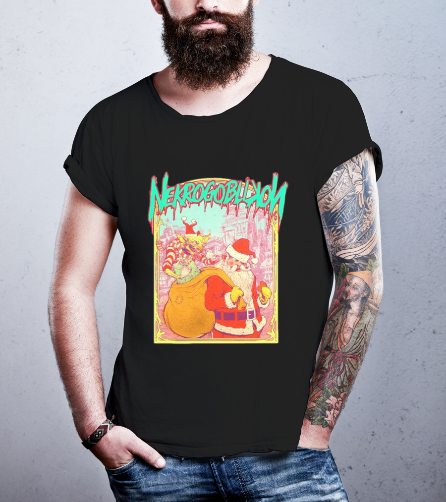 Santa Claus Nekrogoblikon Christmas Goblin Scene T-Shirt