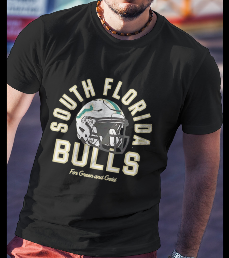 South Florida Bulls Football Helmet For Green And Gold Fans T-Shirt