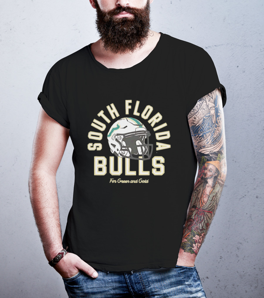 South Florida Bulls Football Helmet For Green And Gold Fans T-Shirt
