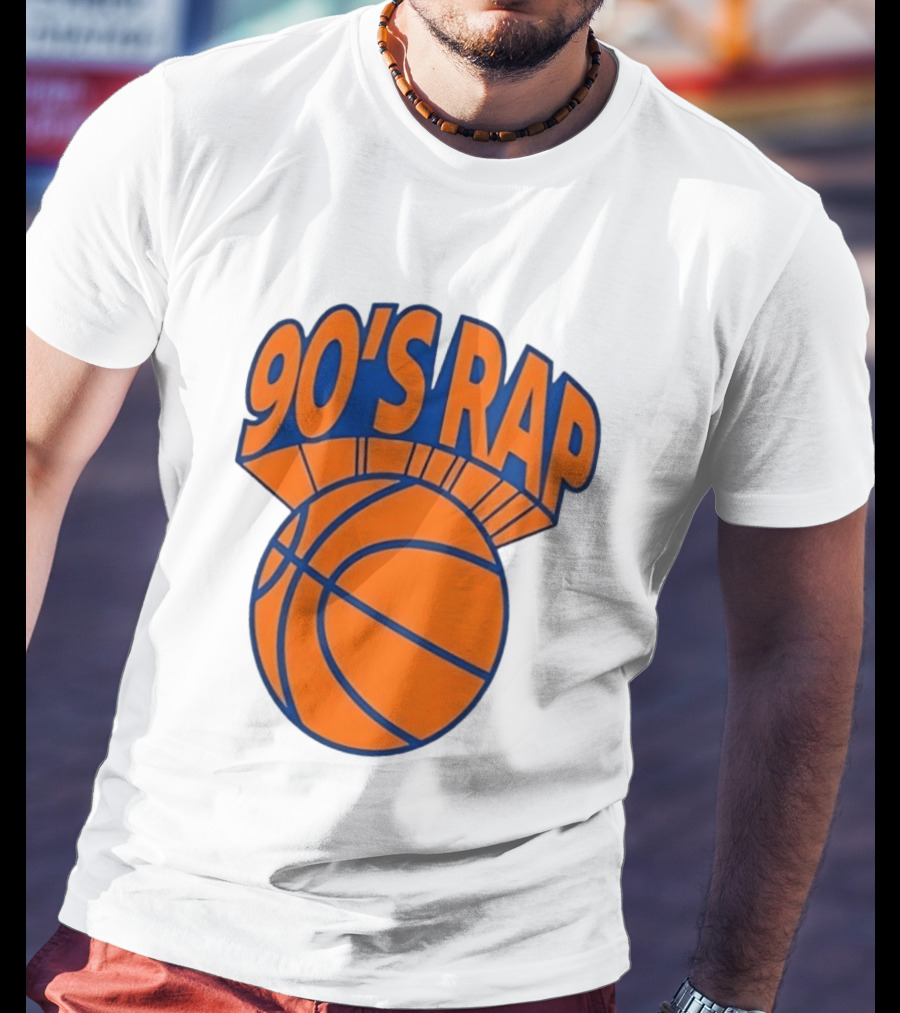 90's Rap Basketball Bold Orange Blue T-Shirt