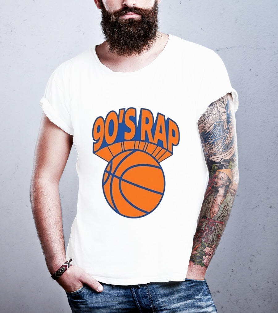 90's Rap Basketball Bold Orange Blue T-Shirt