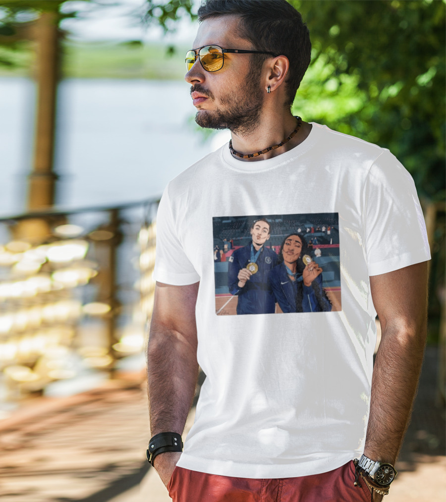 A'Ja Wilson Breanna Stewart Gold Medal Celebration WNBA T-Shirt