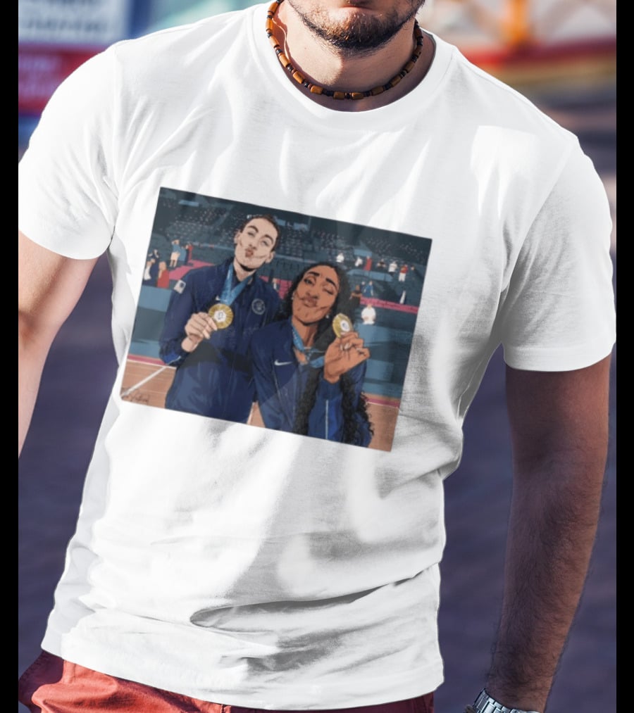 A'Ja Wilson Breanna Stewart Gold Medal Celebration WNBA T-Shirt