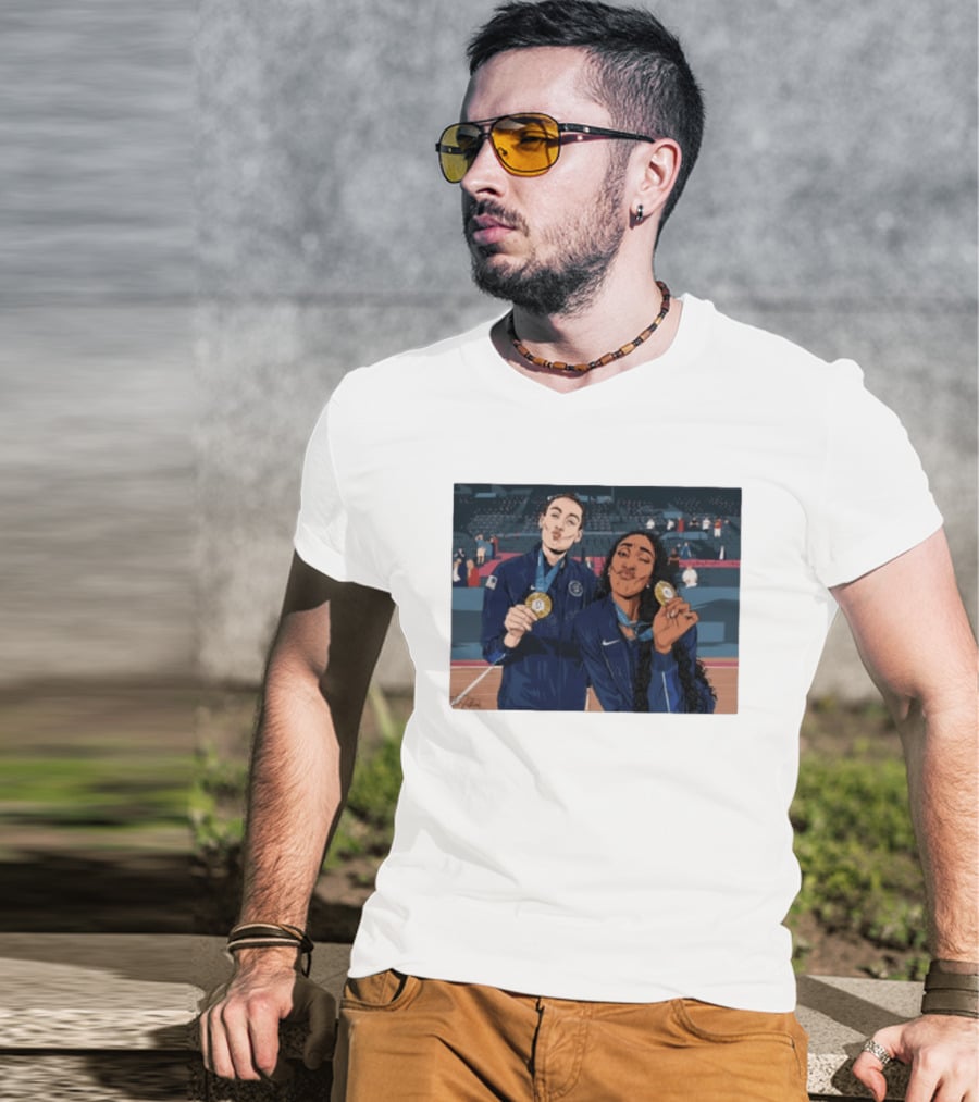 A'Ja Wilson Breanna Stewart Gold Medal Celebration WNBA T-Shirt