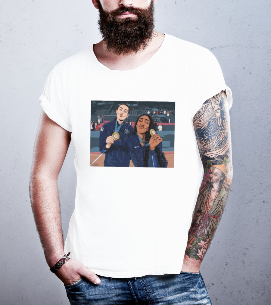 A'Ja Wilson Breanna Stewart Gold Medal Celebration WNBA T-Shirt