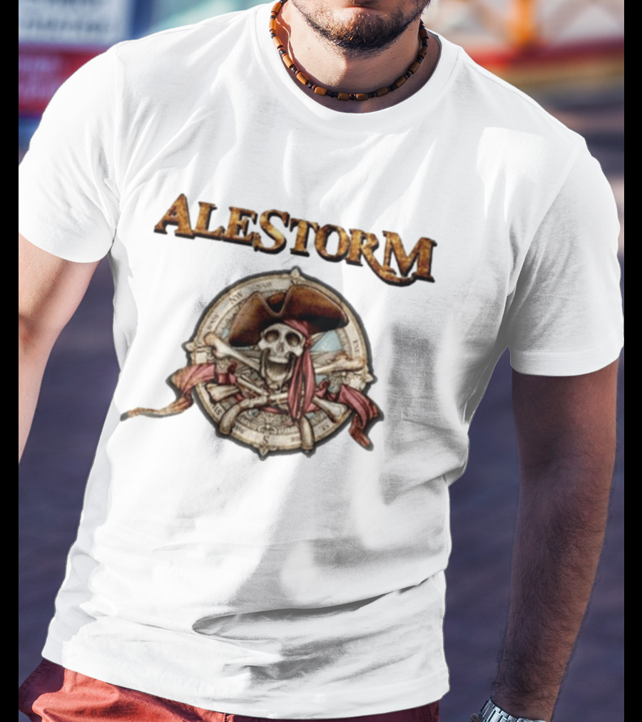ALESTORM Pirate Skeleton Nautical Compass Skulls Crossbones T-Shirt