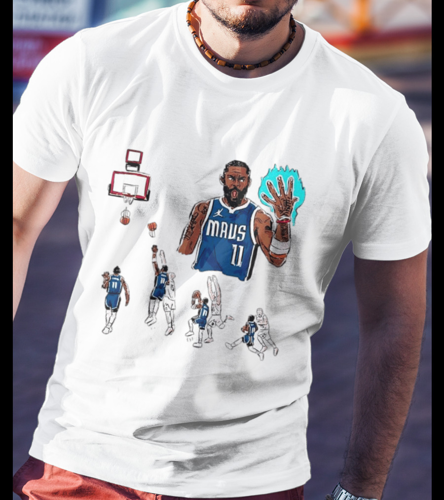 Dallas Mavericks Kyrie Irving Left Hand Hook Shot Game Winner Basketball Play Sequence T-Shirt