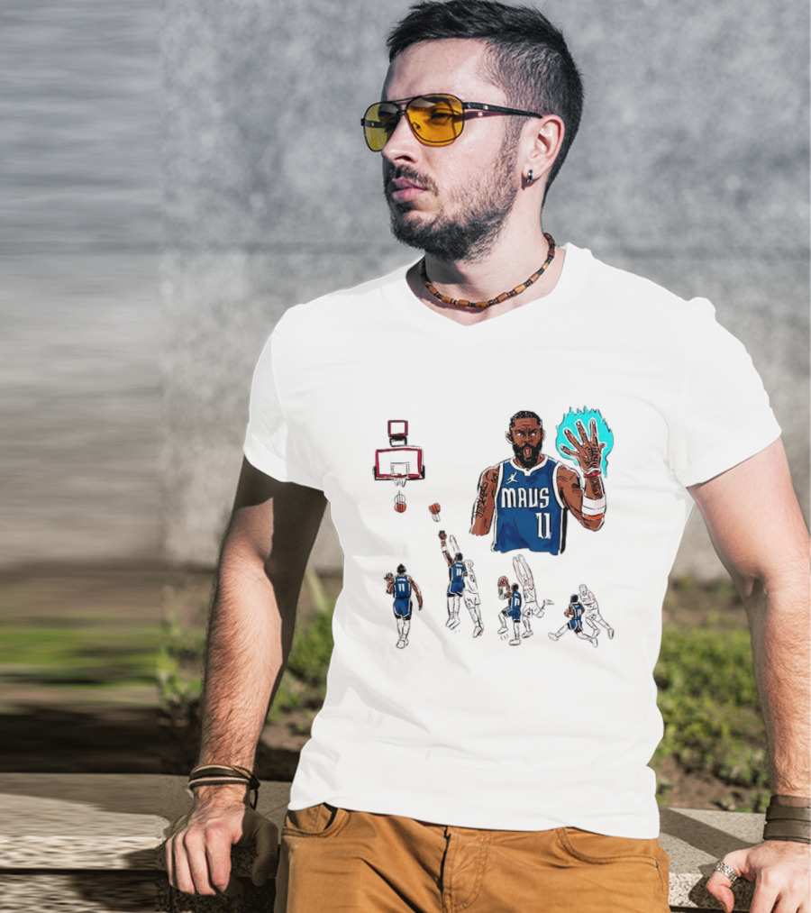 Dallas Mavericks Kyrie Irving Left Hand Hook Shot Game Winner Basketball Play Sequence T-Shirt