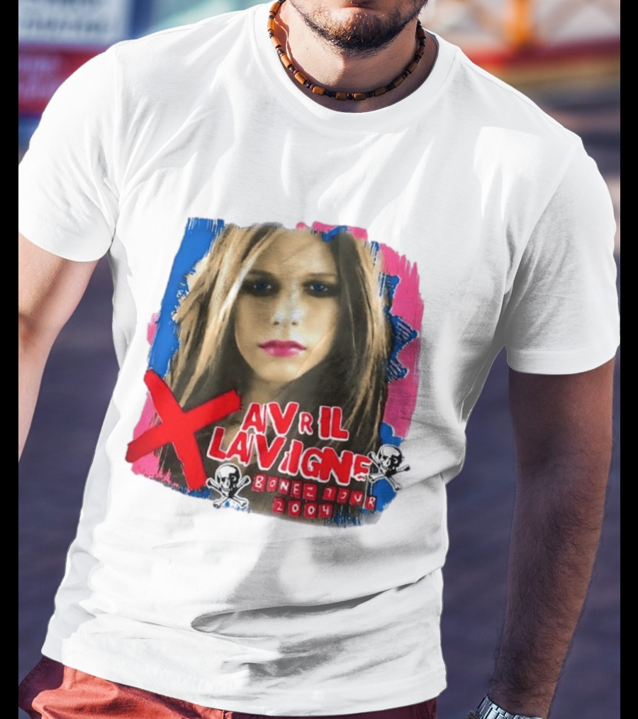 Avril Lavigne Bonez Tour 2004 Skull And Crossbones T-Shirt