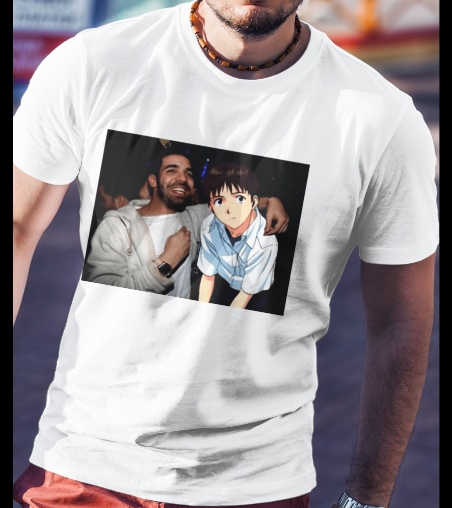 Drake With Shinji Ikari From Evangelion Anime T-Shirt