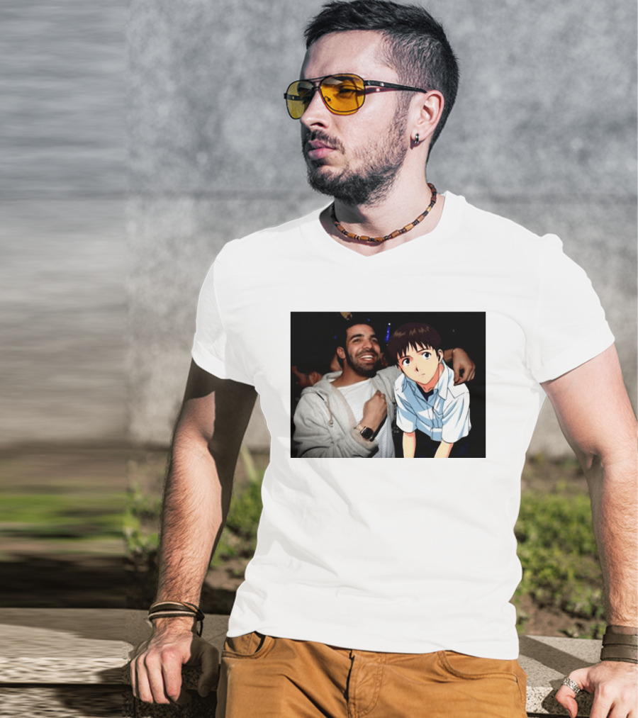 Drake With Shinji Ikari From Evangelion Anime T-Shirt