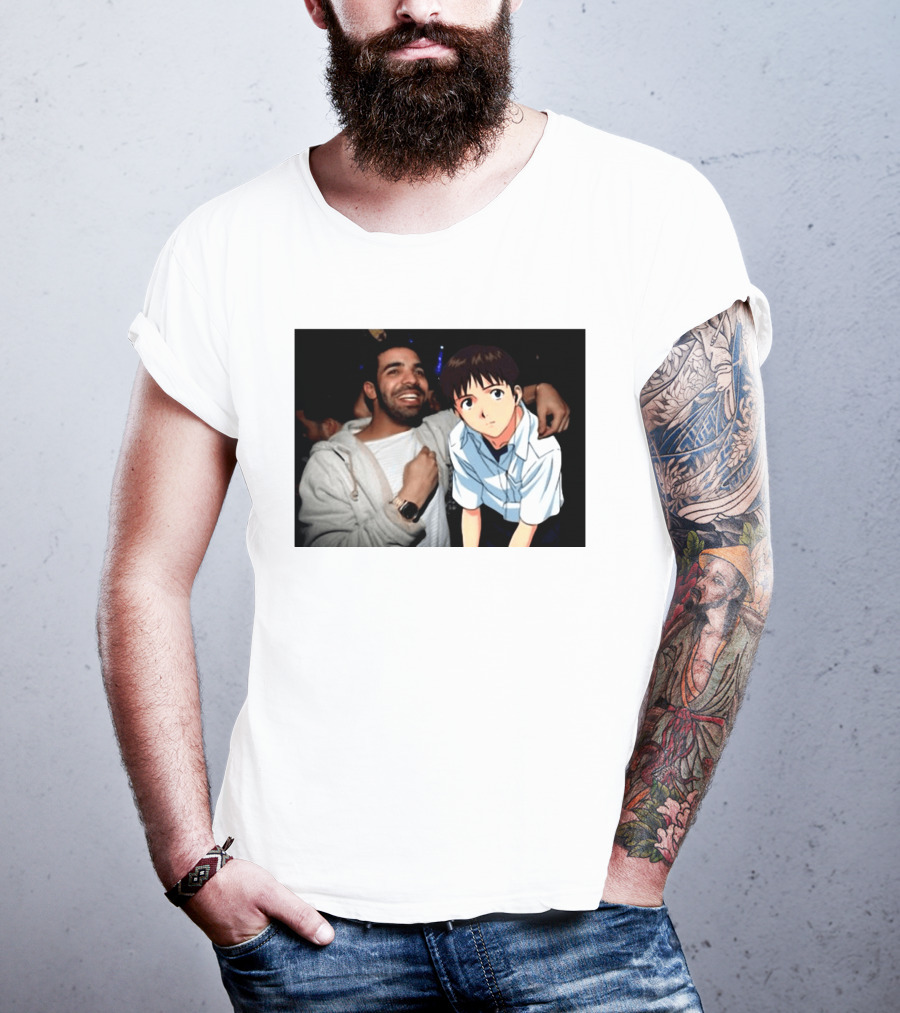 Drake With Shinji Ikari From Evangelion Anime T-Shirt