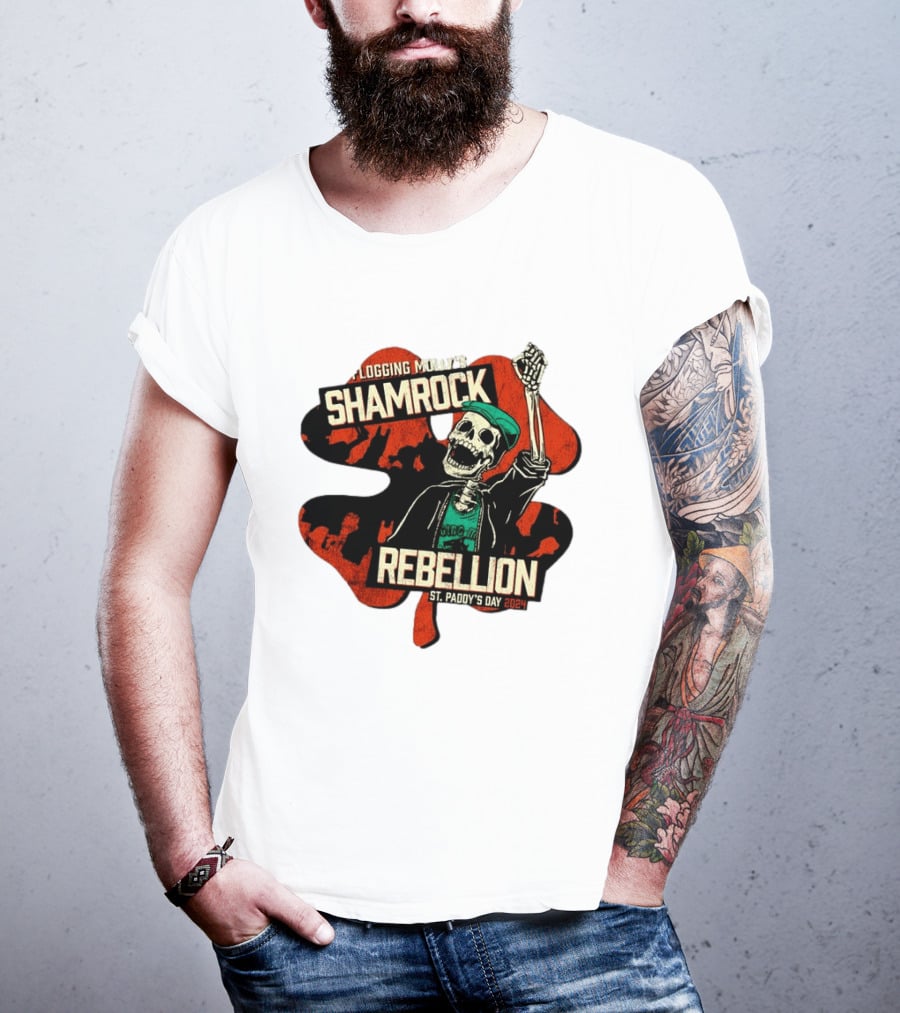 Flogging Molly Shamrock Rebellion St. Paddy's Day 2024 Skeleton T-Shirt