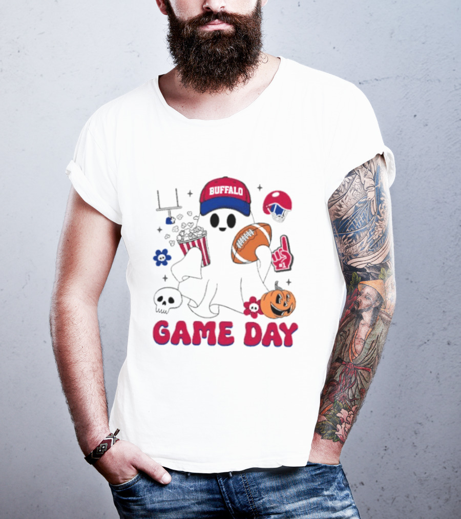 Buffalo Game Day Ghost Halloween Football Fun T-Shirt