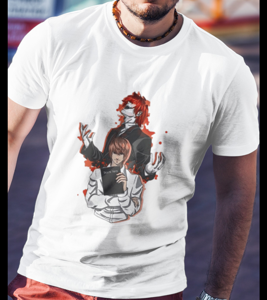 Light Yagami Raito And Ryuk Holding Death Note Anime T-Shirt