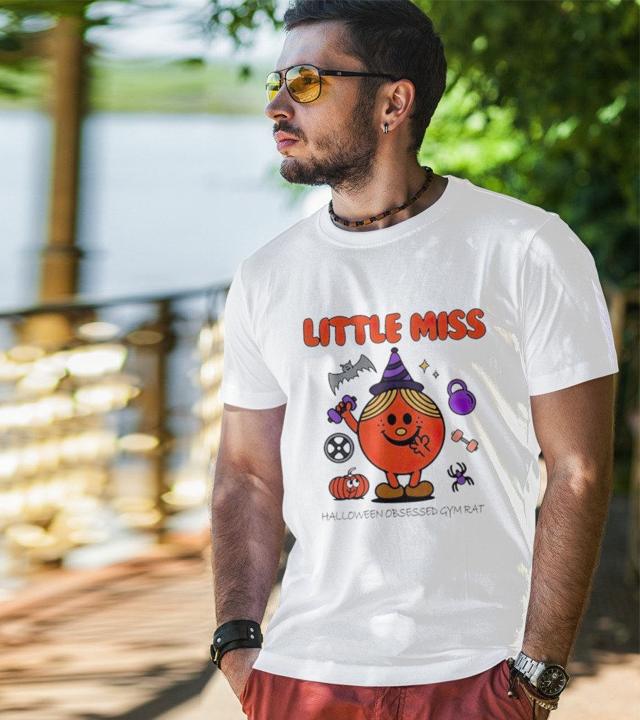 Little Miss Halloween Obsessed Gym Rat Witch With Pumpkins And Weights T-Shirt