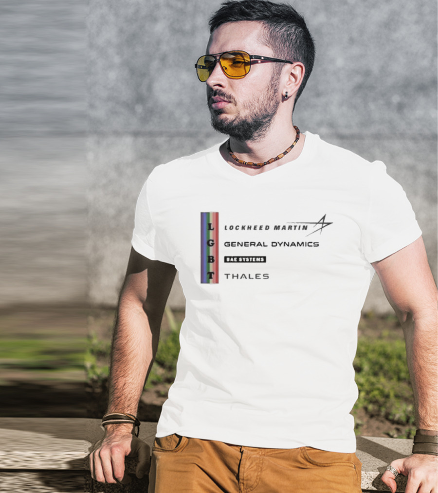 Lockheed Martin General Dynamics BAE Systems Thales LGBT Rainbow Vertical T-Shirt