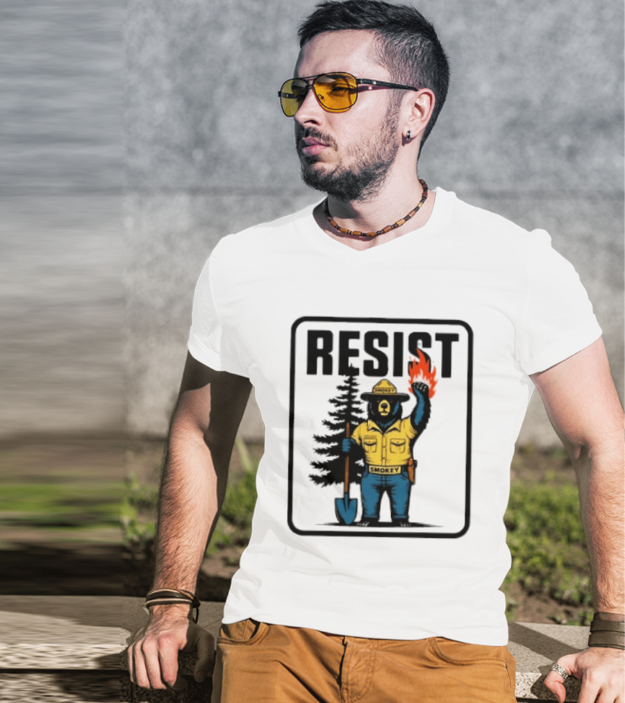 Resist Smokey Fire Prevention Bear California Forest T-Shirt