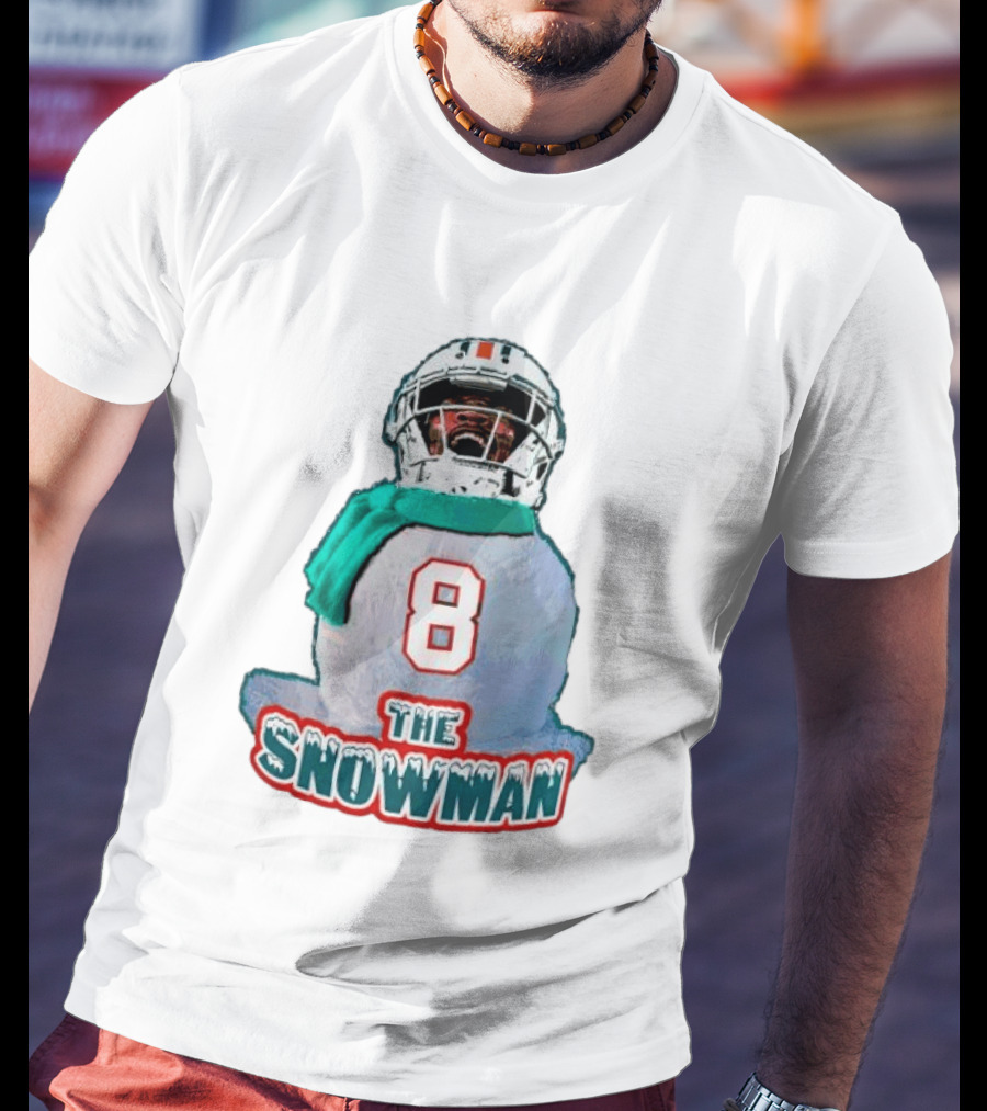 Miami Dolphins Jevon Holland 8 The Snowman Christmas T-Shirt