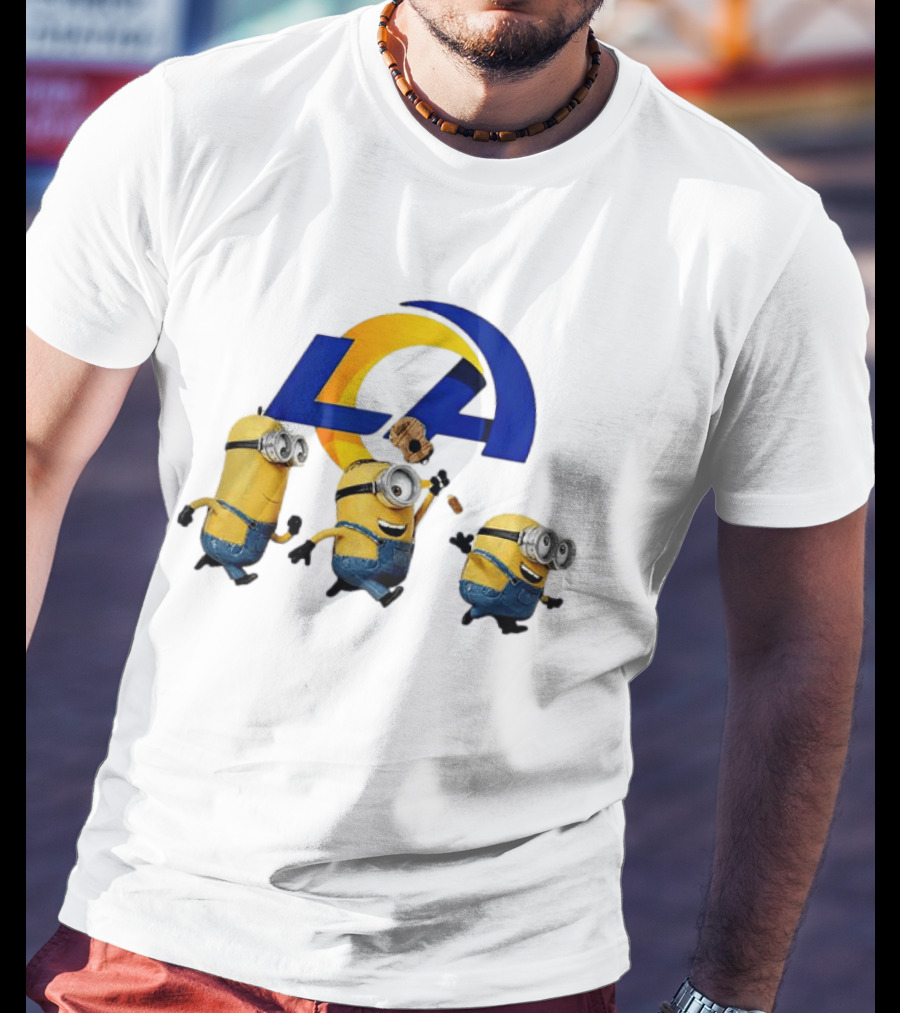 Minions LA Rams Football Team Crossover Fun T-Shirt
