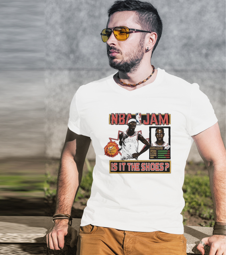 Shai Gilgeous Alexander Oklahoma City Thunder NBA Jam Is It The Shoes Homage Tri Blend T-Shirt