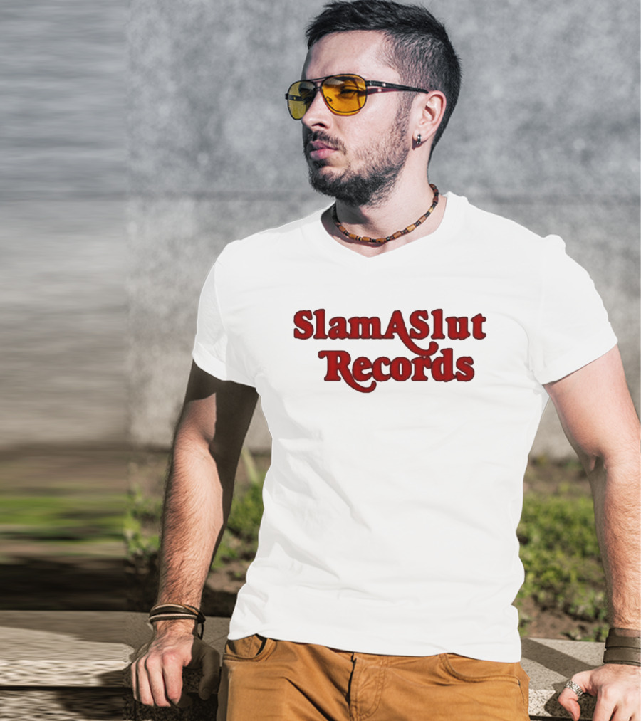 SlamASlut Records Vintage Inspired Music Label T-Shirt