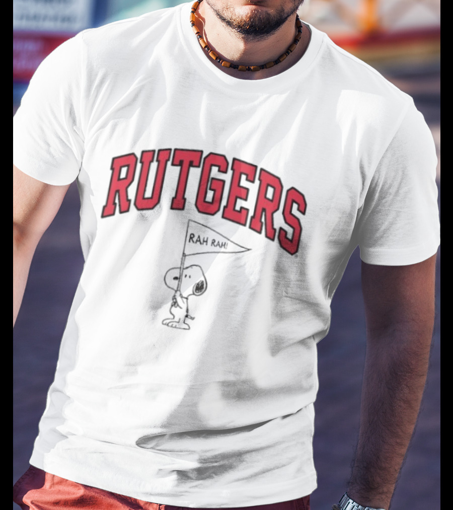 Rutgers Scarlet Knights Snoopy Rah Rah Flag T-Shirt