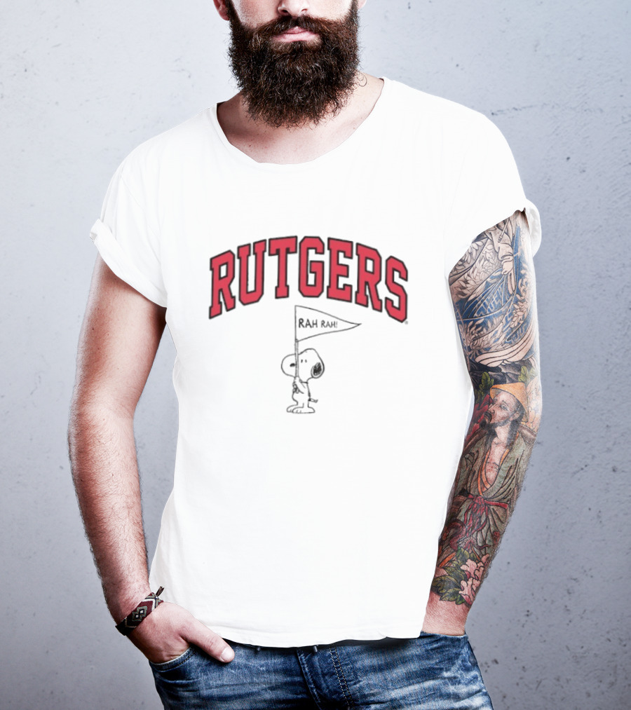 Rutgers Scarlet Knights Snoopy Rah Rah Flag T-Shirt