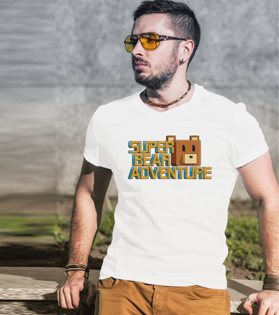 Super Bear Adventure Pixel Art Bear Face T-Shirt