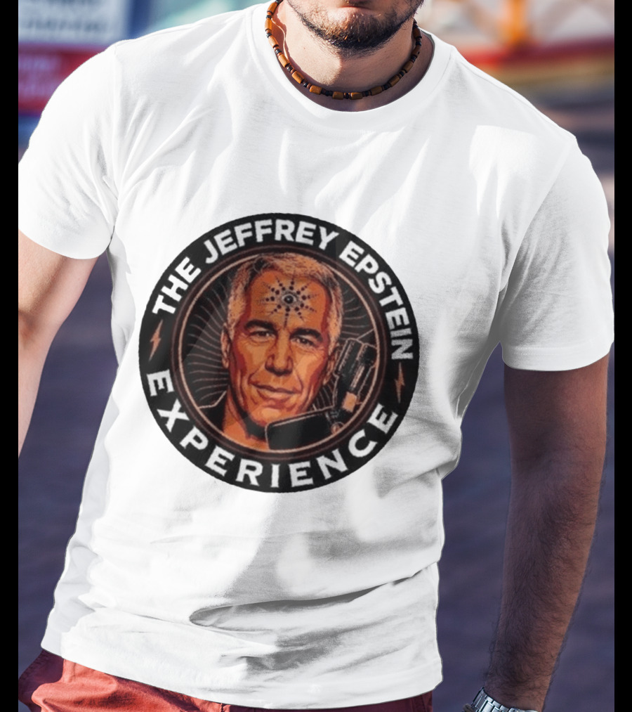 The Jeffrey Epstein Experience Meme Parody Headshot With Microphone And Psychedelic T-Shirt