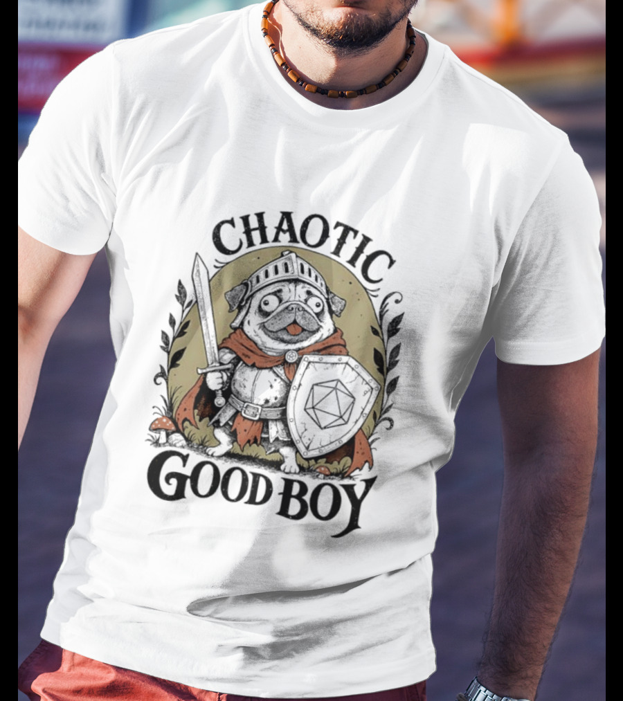 Chaotic Good Boy Pug Knight Adventure Dungeons And Dragons T-Shirt