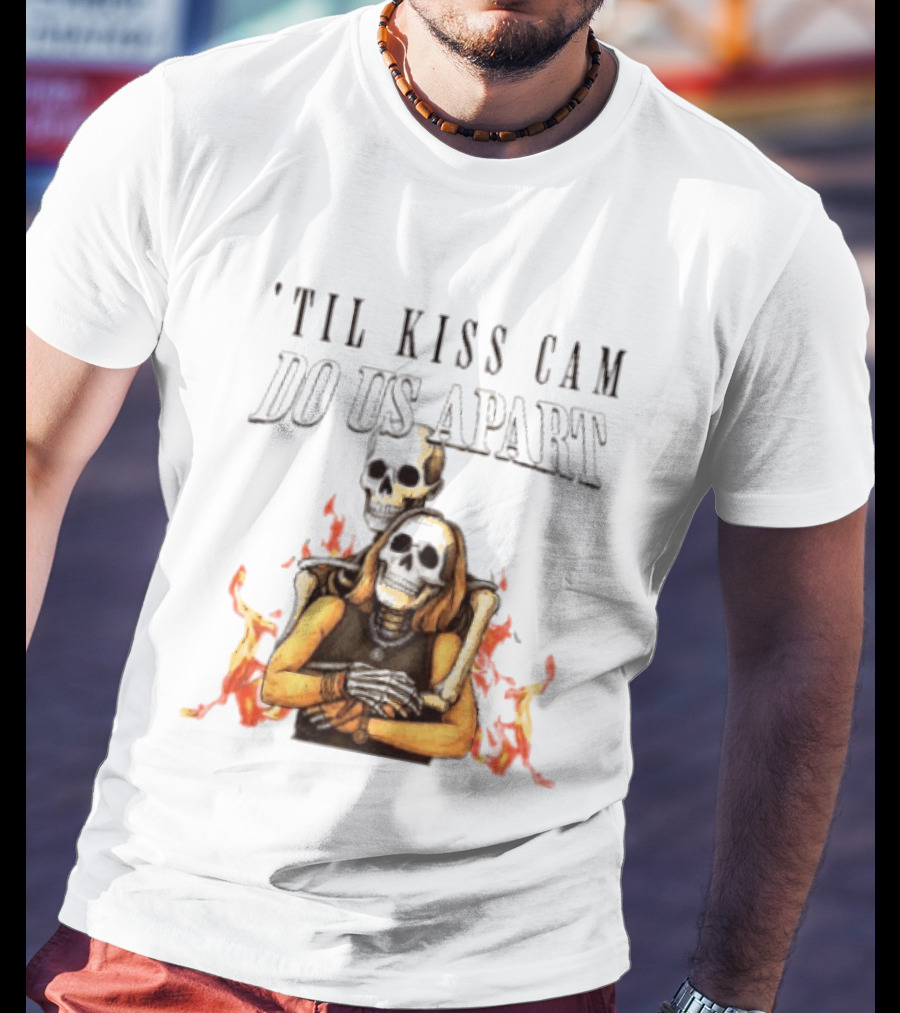 Til Kiss Cam Do Us Part Skeleton Halloween Flames T-Shirt