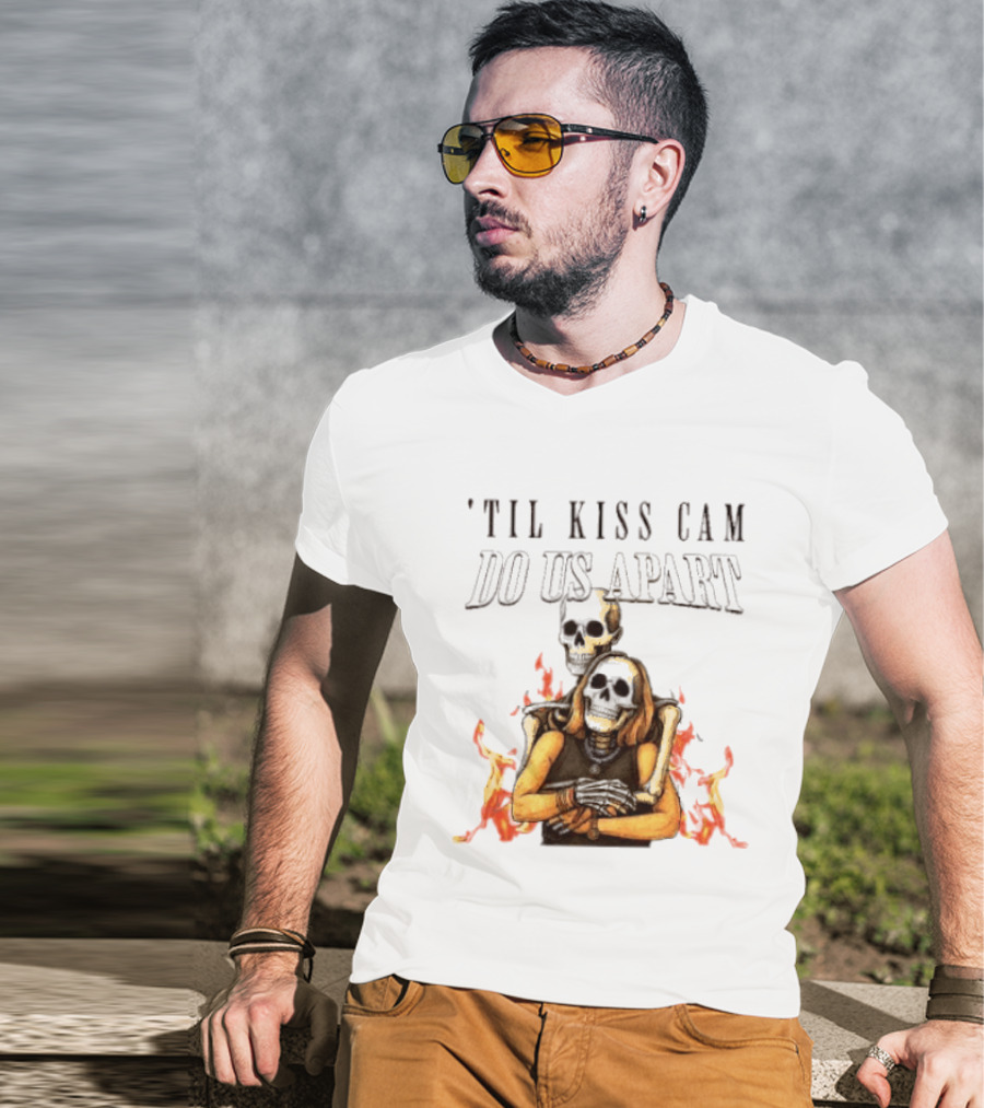 Til Kiss Cam Do Us Part Skeleton Halloween Flames T-Shirt