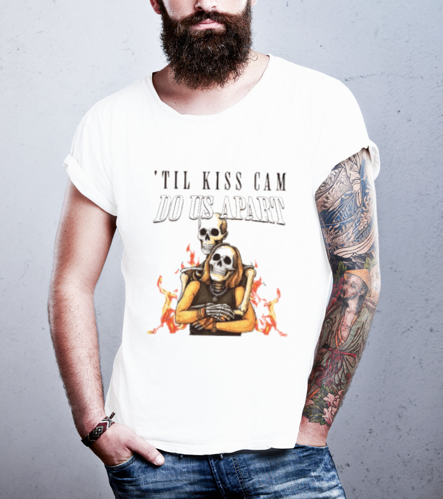 Til Kiss Cam Do Us Part Skeleton Halloween Flames T-Shirt